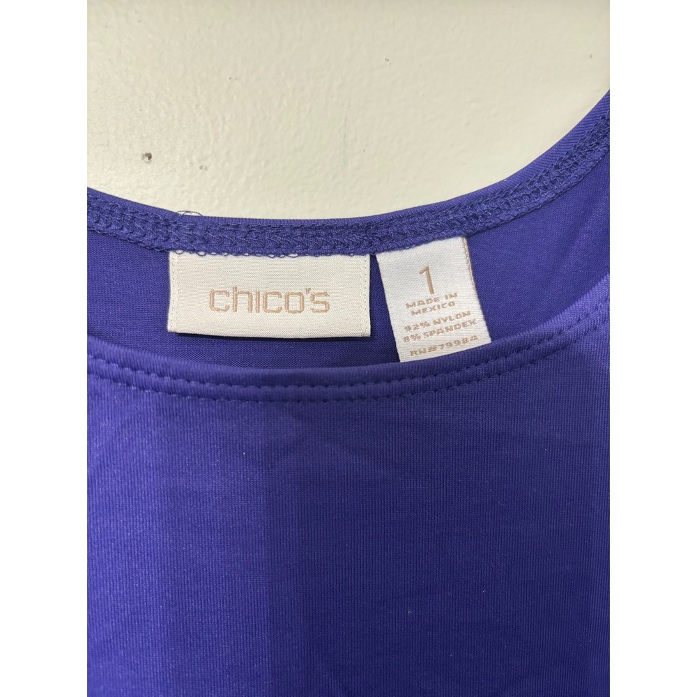 Chicos Purple Tank Top Size 1 (US M) Basic Knit Sleeveless Scoop Neck Stretch - Picture 2 of 3